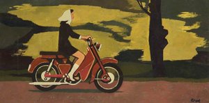 Woman On Moped — Cliff Rowe