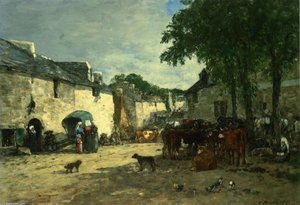 Cattle Market At Daoulas, Brittany — Eugène Louis Boudin, Impressionism
