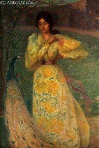 Young Girl With A Peacock — フェルナン・クノップフ