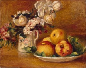 Apples And Flowers — Pierre-auguste Renoir, Impressionism