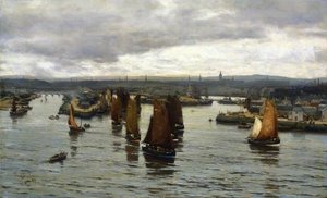 The Herring Fleet Leaving The Dee, Aberdeen — David Farquharson