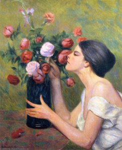 Woman With Rose Bouquet — Federico Zandomeneghi
