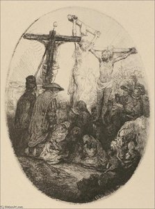 The Crucifixion; An Oval Plate — Rembrandt Van Rijn, Dutch Baroque