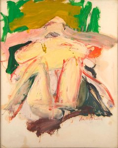 Woman With A Green And Beige Background — Willem De Kooning, Abstract Expressionism
