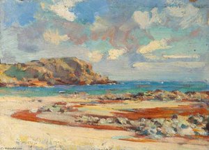 Beach Scene With Sandy Bay — Henry Young Alison