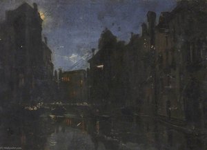 Houses And Water By Moonlight — Thomas Stuart Smith