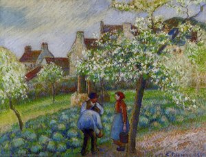 Flowering Plum Trees — Camille Pissarro