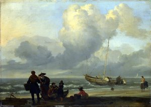 A Beach Scene With Fishermen — Ludolf Backhuysen I
