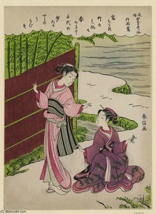 Bush Warbler In Bamboo — Suzuki Harunobu