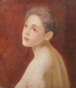 Girl With Bare Shoulders Against A Reddish Background — William Herbert Allen