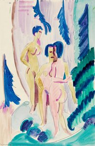 Three Nudes In The Mountain Forest — Ernst Ludwig Kirchner, German Expressionism