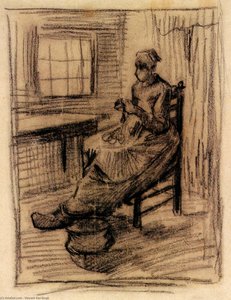 Interior Mit Einem Bauernmädchen Beim Schälen Von Kartoffeln — Vincent Willem Van Gogh, Realism