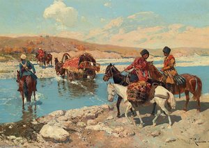 Cherkesses Crossing A River — François Flameng