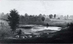 Countryside Scene of Sheep, (painting)