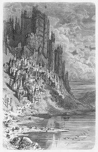 Fantasy Landscape With Town And Castle — Paul Gustave Doré, Romantic Illustration