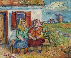 Two Seated Women — David Davidovich Burliuk