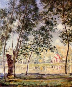 Sunny Afternoon Willows By The Loing — Alfred Sisley, Impressionist Landscape