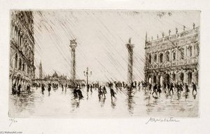 Rain In The Piazzetta, Venice — Herman Armour Webster
