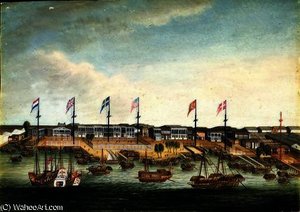 The Hongs At Canton — George Chinnery