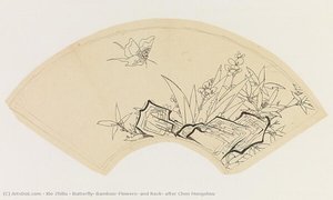 Butterfly, Bamboo, Flowers, And Rock, After Chen Hongshou — Xie Zhiliu