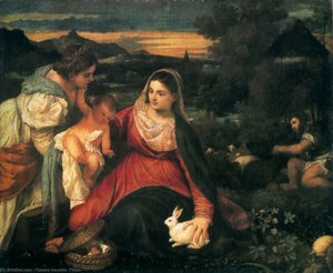 Madonna Mit Kind, Der Heiligen Katharina Und Einem Kaninchen — Tizian