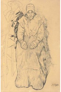 An Old Woman, Seated, In Breton Dress — Jean-françois Raffaelli, Realism