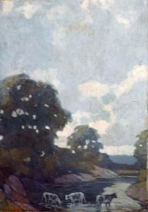 Landscape With Blue Cows, (painting) — Arthur B. Davies