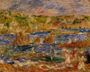 Children On The Beach At Guernsey — Pierre-auguste Renoir, Impressionism