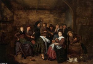 'peasants In An Inn Playing ''la Main Chaude''' — Jan Miense Molenaer
