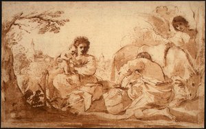 The Rest On The Flight Into Egypt — Guercino, Baroque
