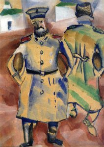 Soldiers With Bread — Marc Chagall, Expressionism Expressionism