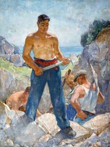 Men Working In Cliff Quarry — Alfred Palmer