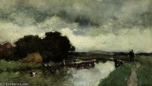 A Peasant In A Polder Landscape — Jan Weissenbruch