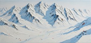 Monolithic Glacial Crests: A Monumental Study In Cerulean Shadows And Impasto White — David Moreau