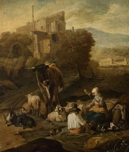 Pastoral Scene Against Ruins — Johannes Hannot