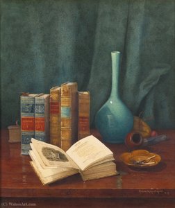 Still Life With Poems By Cowper — Claude Raguet Hirst