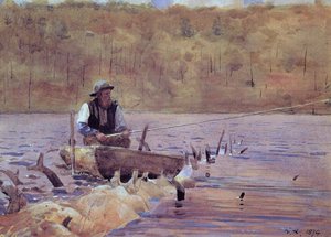 Man In A Punt, Fishing — Винслоу Хомер, Romanticism