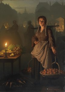 Market By Candlelight — Petrus Van Schendel