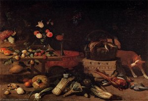 Interior Of A Kitchen With A Dog — Jan Van Kessel