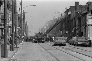 Firefighters Battle Fire In The Hill District During Pittsburgh Peace March — Charles Martin Hardie, Documentary Photography
