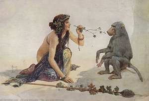 The girl with monkey