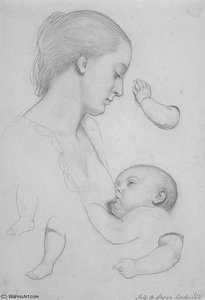 The Young Mother Sheet Of Studies — Ford Madox Brown
