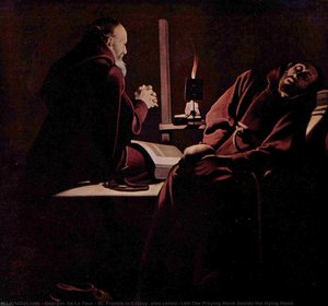 St. Francis In Extasy, Also Called The Praying Monk Beside The Dying Monk — Georges De La Tour, Baroque