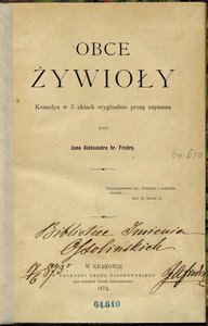 Handwritten Dedication Of Aleksander Fredro — Aleksander Jan Fredro