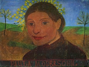 Self Portrait In Front Of Flowering Trees — Paula Modersohn-becker