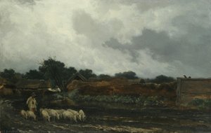 Hungarian Village In Rain — August Von Pettenkofen