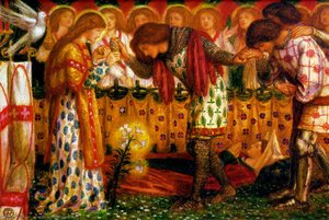 How Sir Galahad, Sir Bors And Sir Percival Were Fed With The Sanc Grael; But Sir Percival's Sister Died By The Way — Dante Gabriel Rossetti, Pre-raphaelite Romanticism