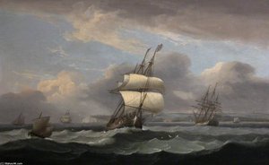 Man Of War In Choppy Seas Off The South Coast — Thomas Luny