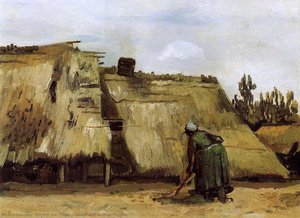 Hütte Mit Frau Beim Graben