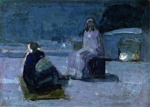 Study For Christ And Nicodemus On A Rooftop — Henry Ossawa Tanner